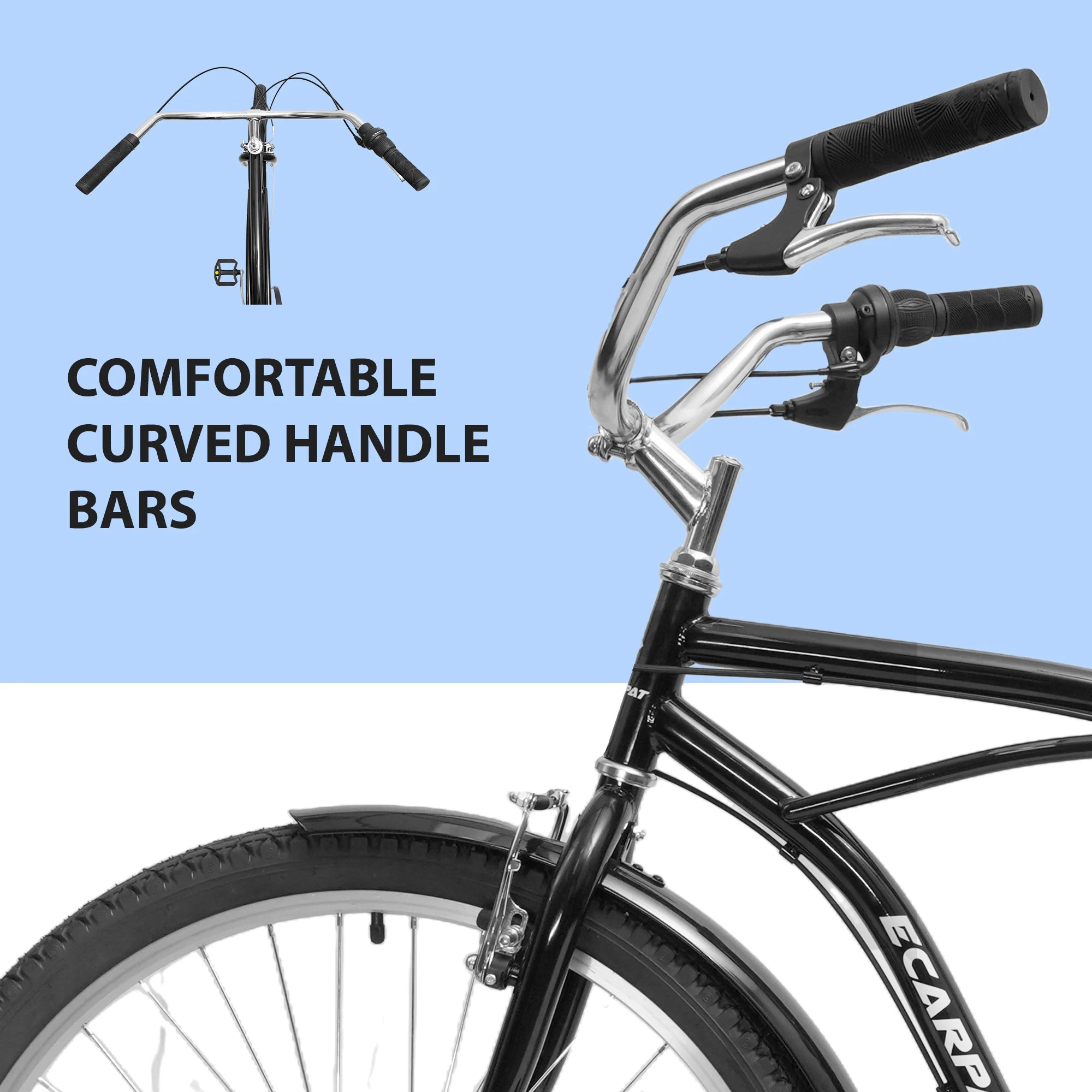 26 Inch Beach Cruiser Bike for Men Women, 7 Speed Commuter Bicycle with Dual V-Brakes and High-Carbon Steel Frame, Comfortable City Bike for Adult
