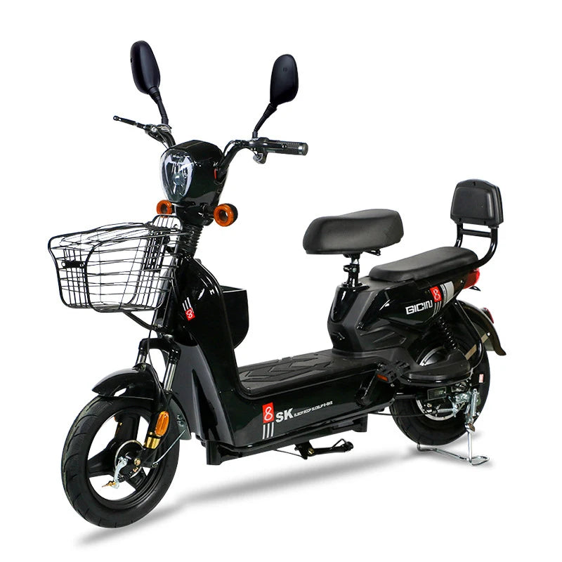 YTYIN 350W Electric City Bike Steel Frame Smart Electronic 48V Ebike Factory Outlet Two Seats Scooter 14-Inch Cheap Electric Bic