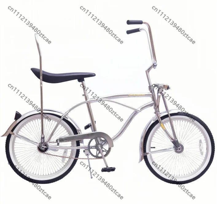 20 Inch Silver Retro Lowrider Cruiser Bicycle – Stylish Outdoor Leisure Riding Cycle