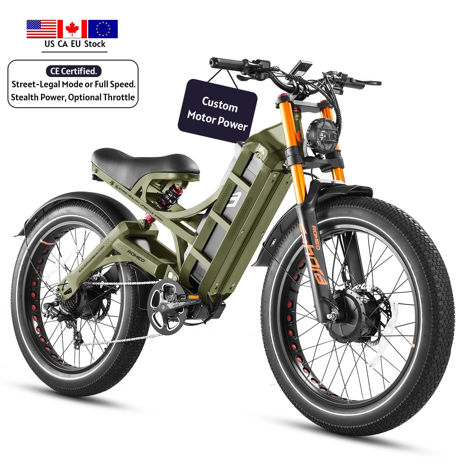 JYF Eahora Dual Motor 52V Lithium Battery Steel Frame Electric City Commuter Bike 250W Rear Pedal Fender City Transportation
