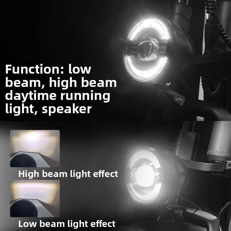 Popu For 1pcs Electric Bicycle Front Spotlight High Running Lights Multi In One Mountain Bike Off-road Bike Front Headlight with