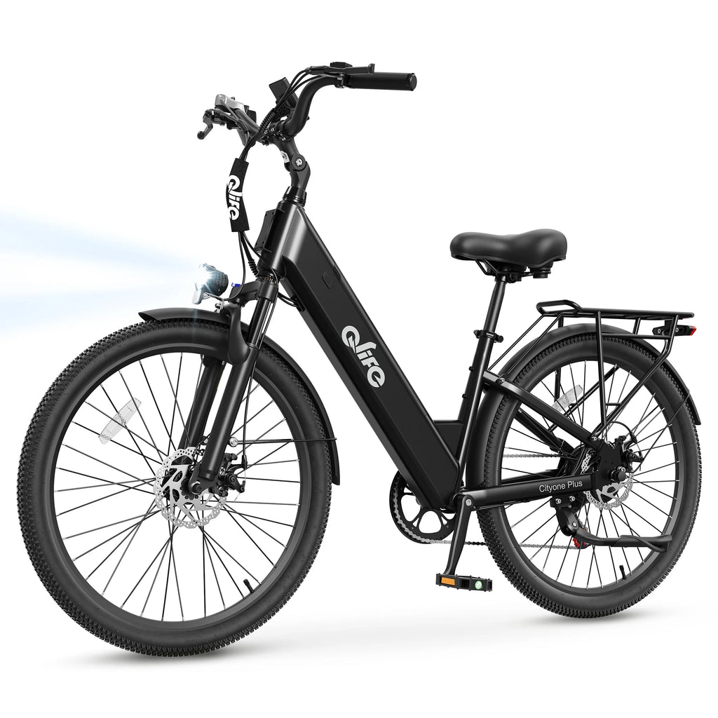 Qlife Cityone Plus St Electric Bike for Adult, Peak 1500W Motor 48V 15Ah Battery, 28MPH 80 Miles, 26“ Step-Thru Electric Bicycle, 7-Speed Commute E-Bike