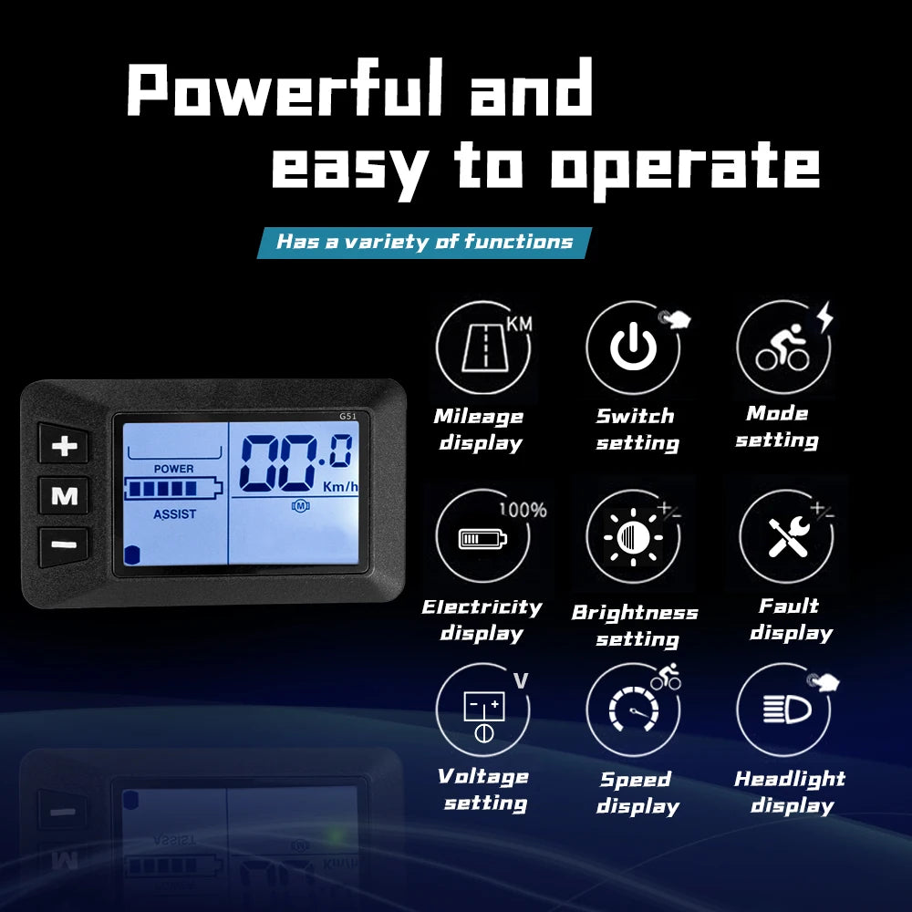 24V 36V 48V 250W-500W Electric Bike Controller with Display – E-Bicycle Conversion Kit Accessory