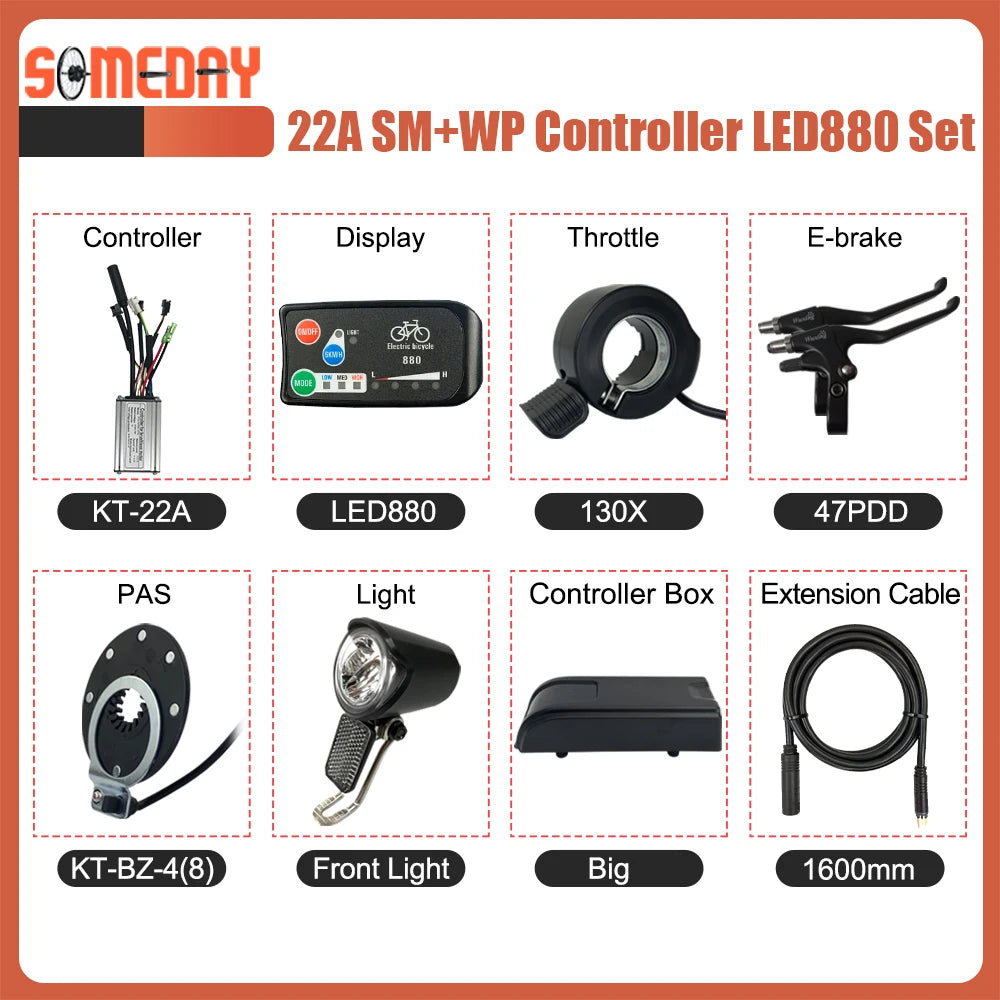 KT Ebike 22A 9 Mosfets Controller 36V 48V 500W 750W With LCD LED Display Ebike Parts Accessies For Electric Bike Conversion Kit