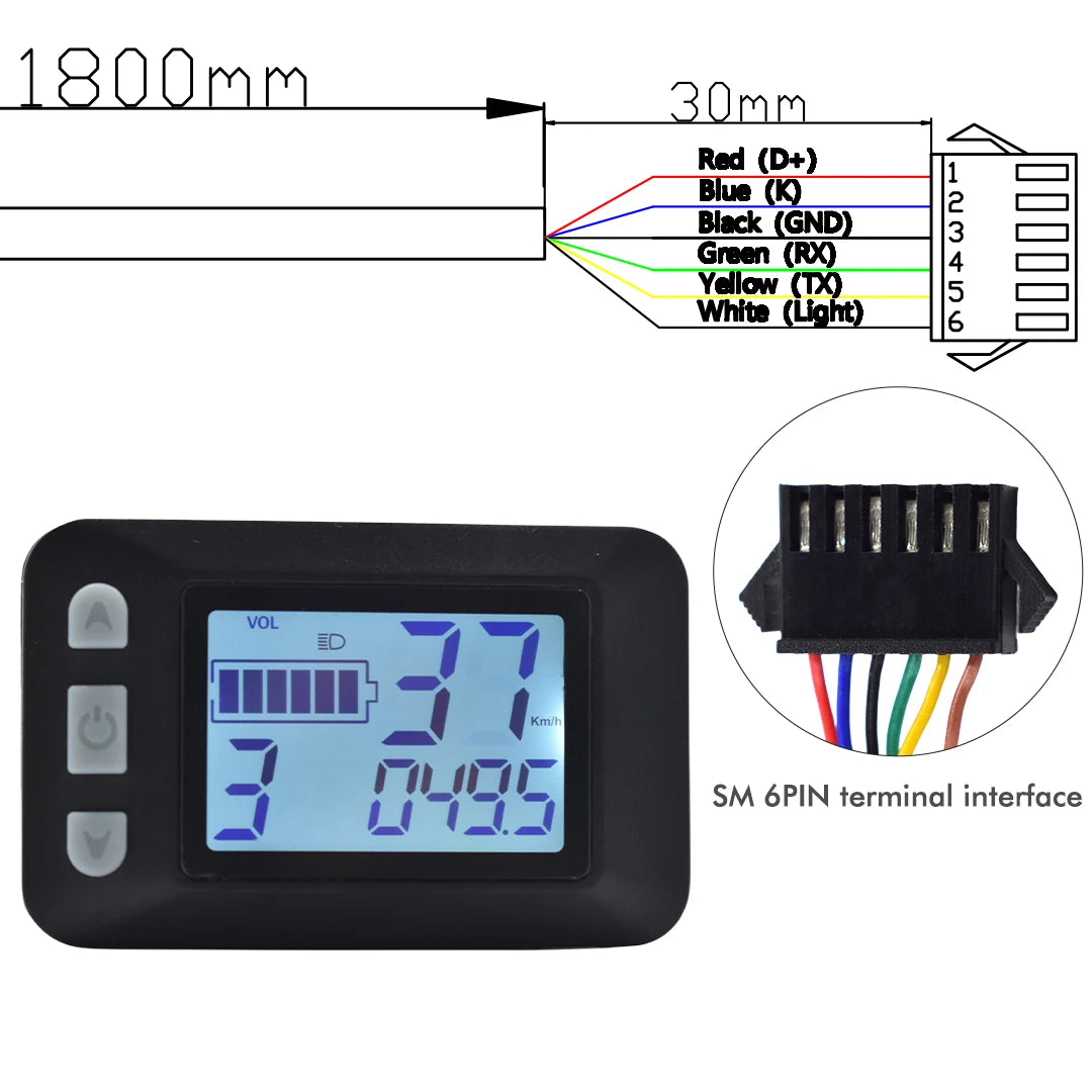 UART2 Electric Bicycle Display LCD LED Display 24V/36V/48V/60V/72V  E Scooter LCD Panel Color Screen for Electric Bike Kit Parts