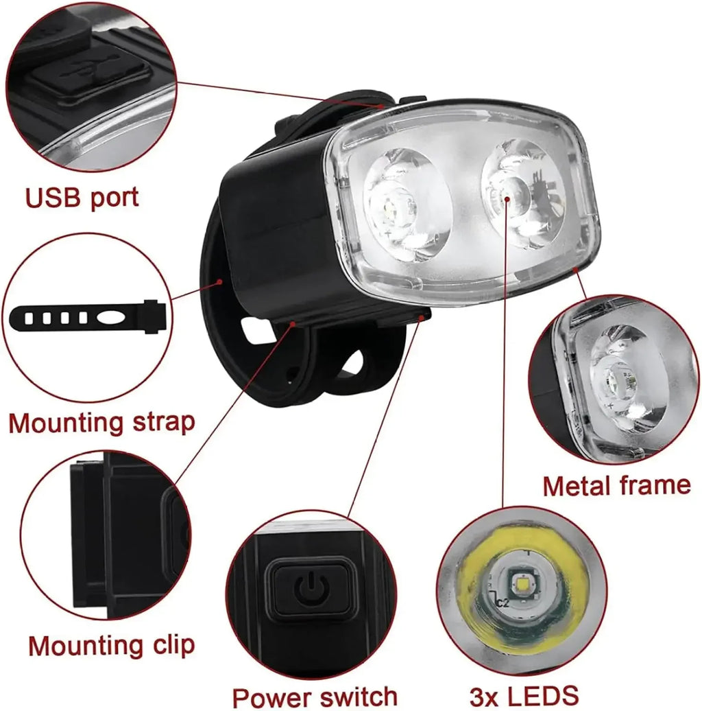 Cycling Bicycle Front Rear Light Set Bike USB Charge Headlight Light Waterproof MTB Waterproof Taillight LED Lantern Bike Parts