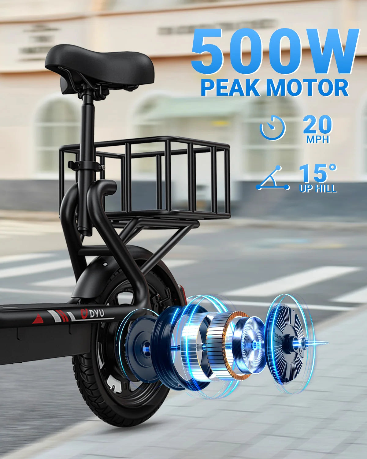 DYU C4 14 inch Folding Electric Scooter Mini E-Bike 500W Peak 20MPH 280Wh Battery Compact City Commuter E-Scooter Style UL2849
