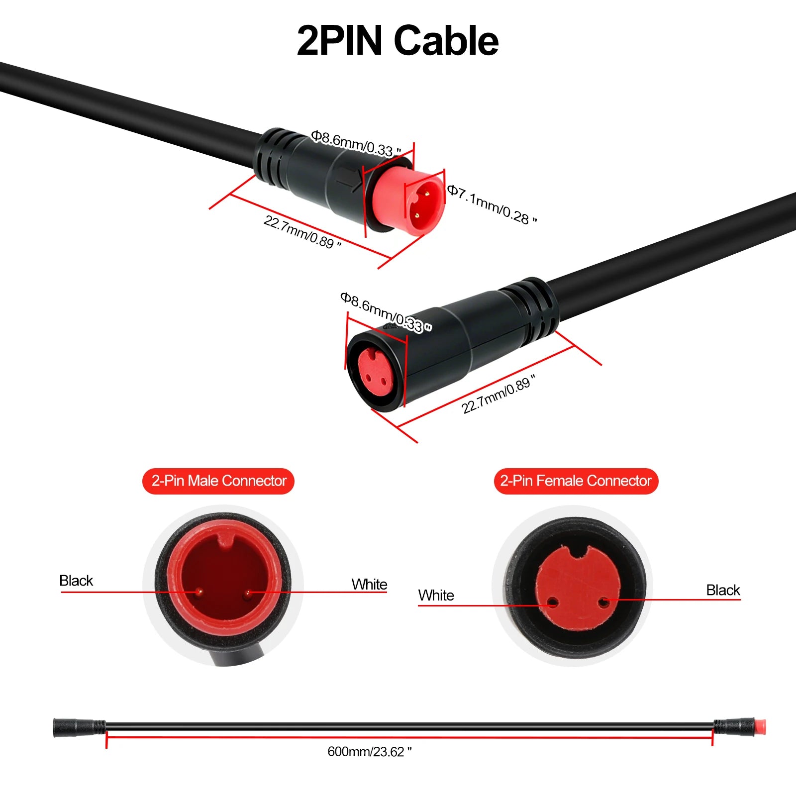 M7 2/3/5 Pin Plug Connector, Electric Bicycle Brake Signal Connector, E-Bike 2/3/5 Pin Cable, Extension Wire Accessories