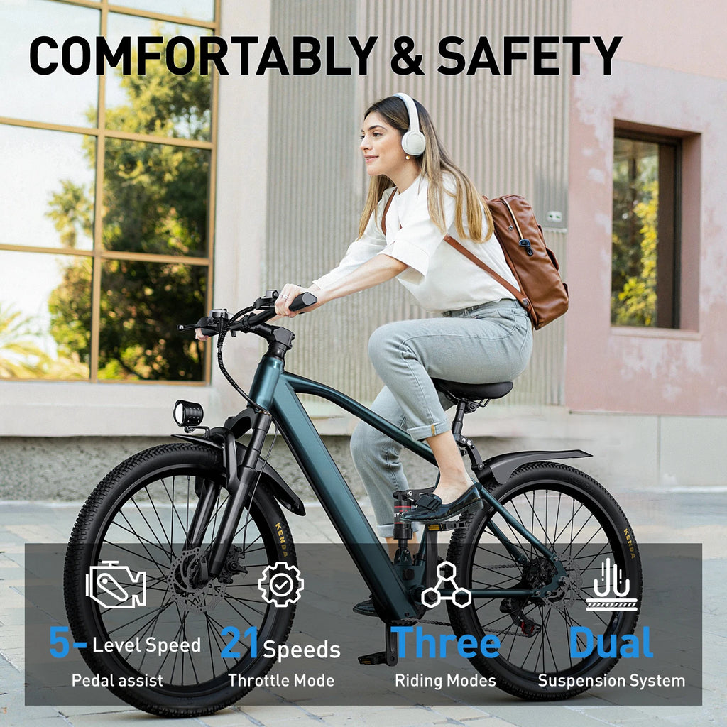 Electric Mountain E Bike, 26" 24" Electric Motorcycle 1000W Peak 36V 10.3AH 13.3AH Battery Electric Ebike, 19.7MPH EBike For Adults, 36.9 Miles Range Electric Dirt Bike For Adults, Cheap Adults Electric Bicycle