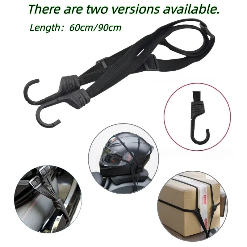 Motorcycle Helmet & Luggage Fixing Strap – High-Elasticity Adjustable Elastic Cord (60cm/90cm) for E-Bike & Bike