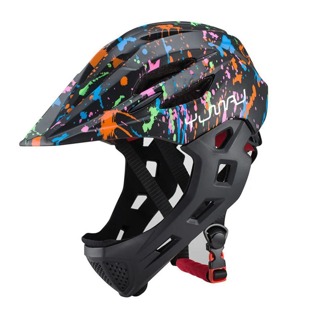 NEW LED Kids Full Face MTB Bike Helmet Balance Bike Sports Safety Kids Full Covered Helmets Downhill Scooter BMX Child 48-52CM