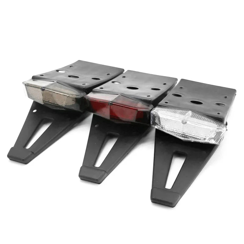 Motorcycle LED Tail Light Rear Fender Stop Brake Lights License Plate Light Bracket Holder Universal 12V For Scooter Street Bike