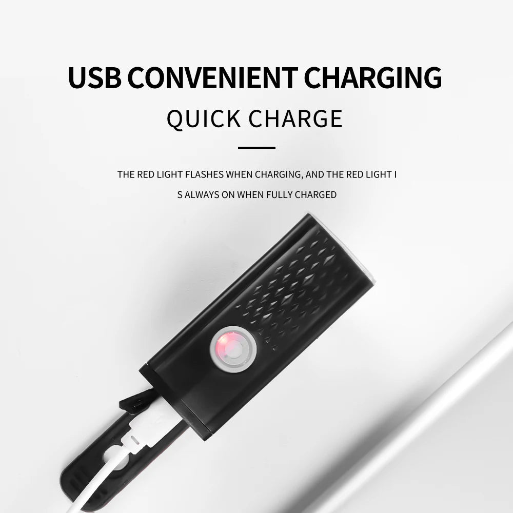 USB Rechargeable Mountain Bike Headlight Super Bright Night Riding MTB Bicycle Front Light Cycling Safety Equipment