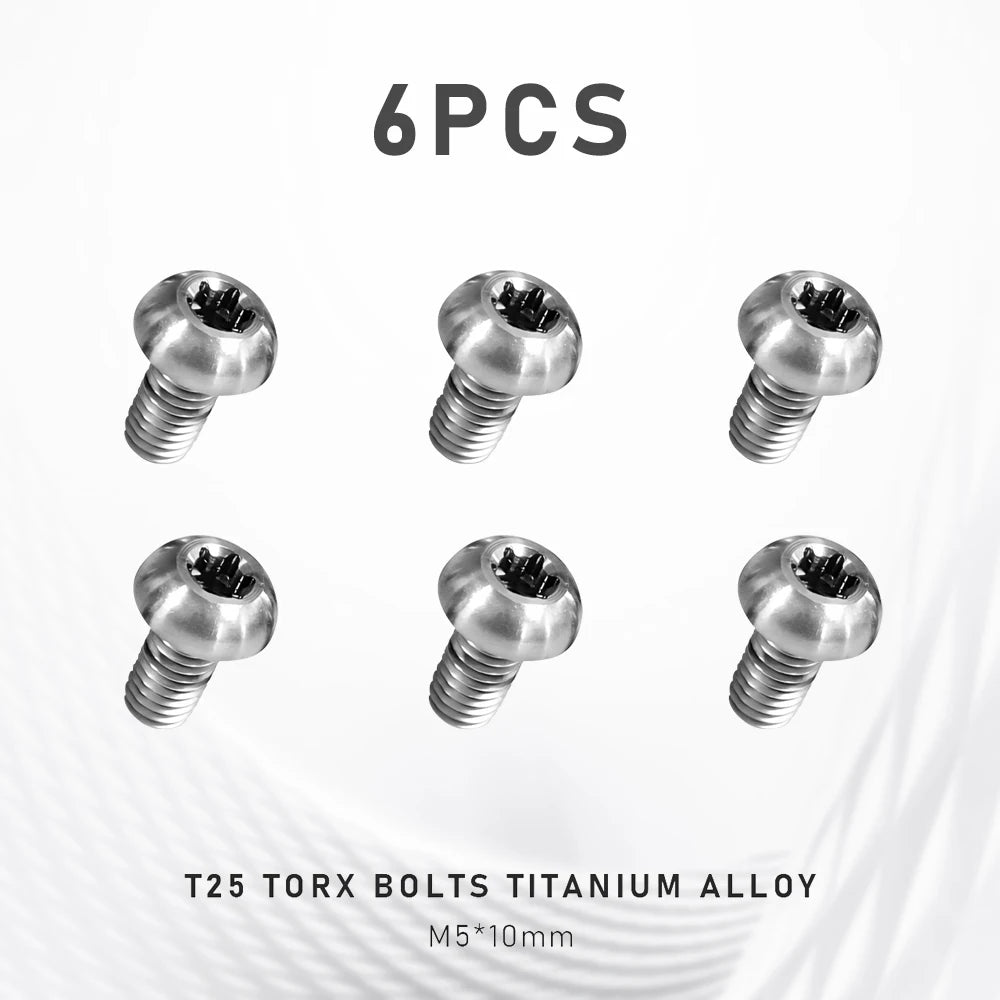 KRSEC12pcs Bicycle Disc Brake Rotor Torx Bolts T25 M5x10mm titanium alloy MTB Road Mountain Bike Fixing Screws Cycling Accessory
