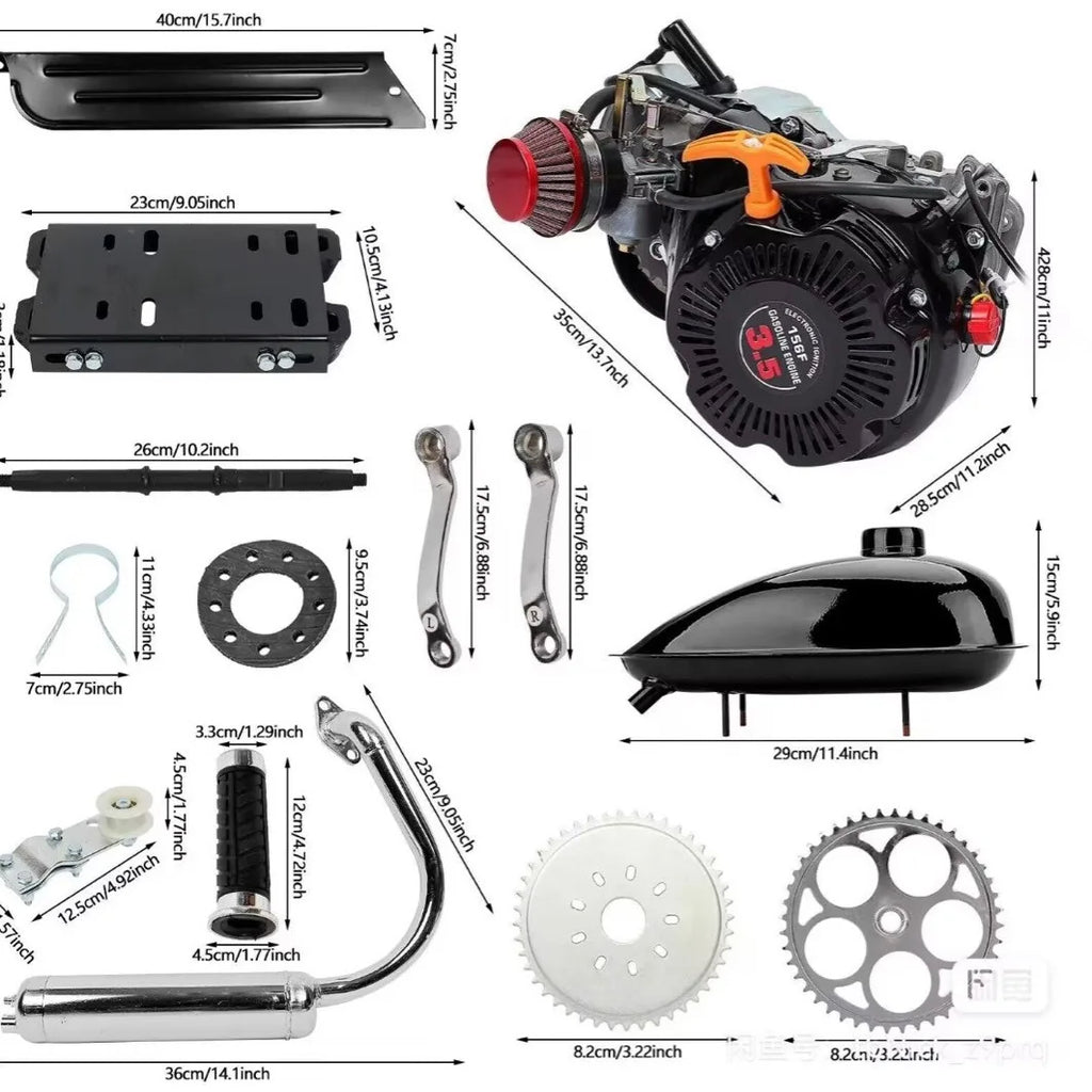 100CC Motorized Bicycle Kit Bike Engine Set Single Cylinder 4-Stroke Air-cooling System Gas Petrol Motorized Engine 3HP 2KW