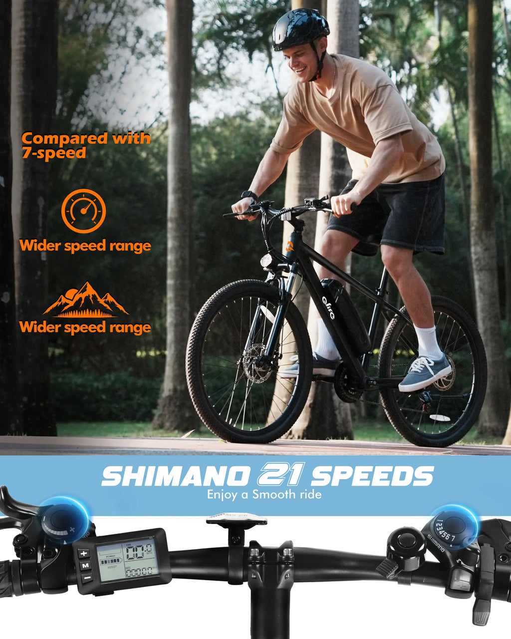 Qlife Racer Electric Bike for Adults, Peak 1200W 48V 10.4Ah,  27.5" Tire Electric Mountain Bike, 28MPH 55 Miles Off-road Electric Bicycle, 21-Speed