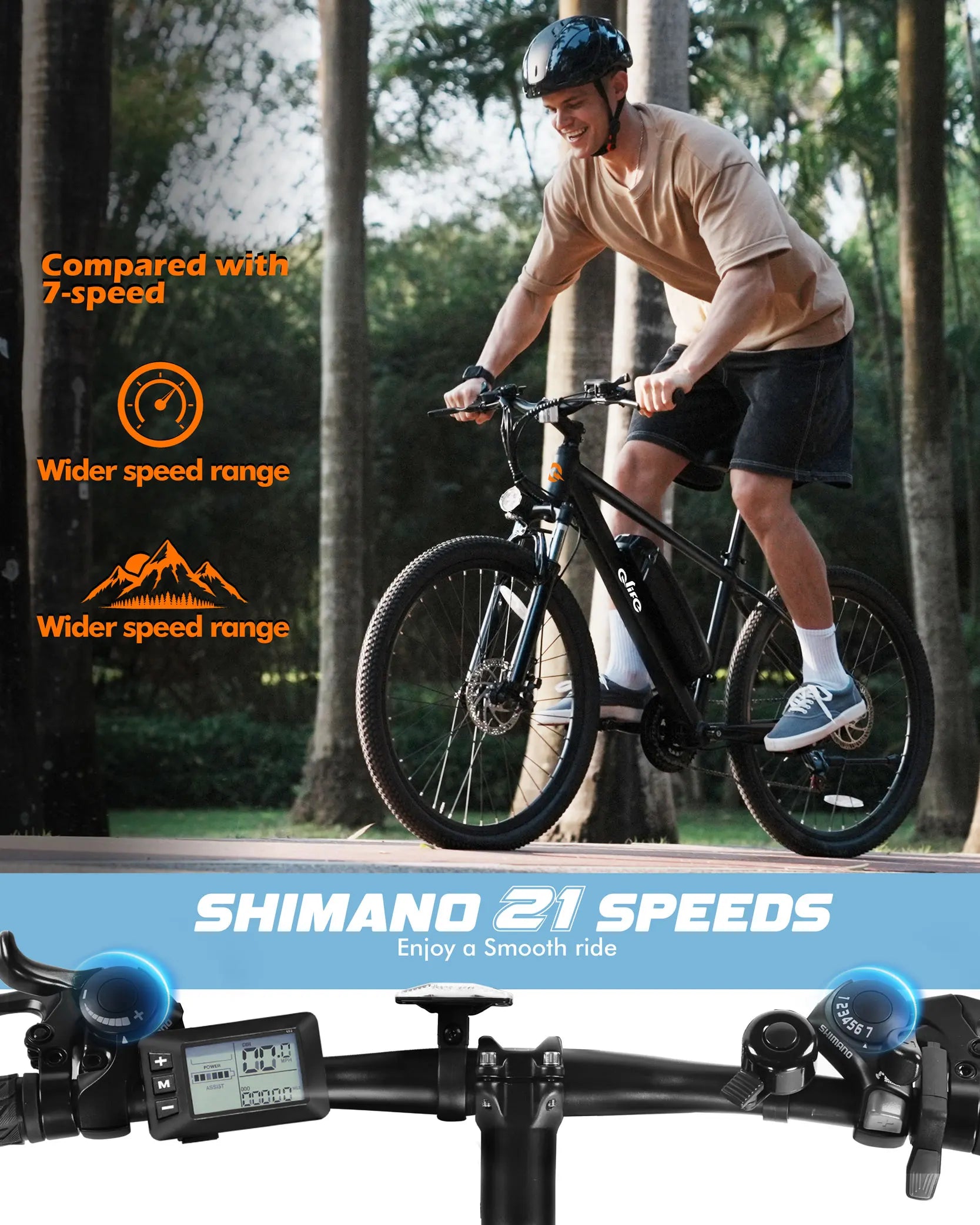 Qlife Racer Electric Bike for Adults, Peak 1200W 48V 10.4Ah,  27.5" Tire Electric Mountain Bike, 28MPH 55 Miles Off-road Electric Bicycle, 21-Speed