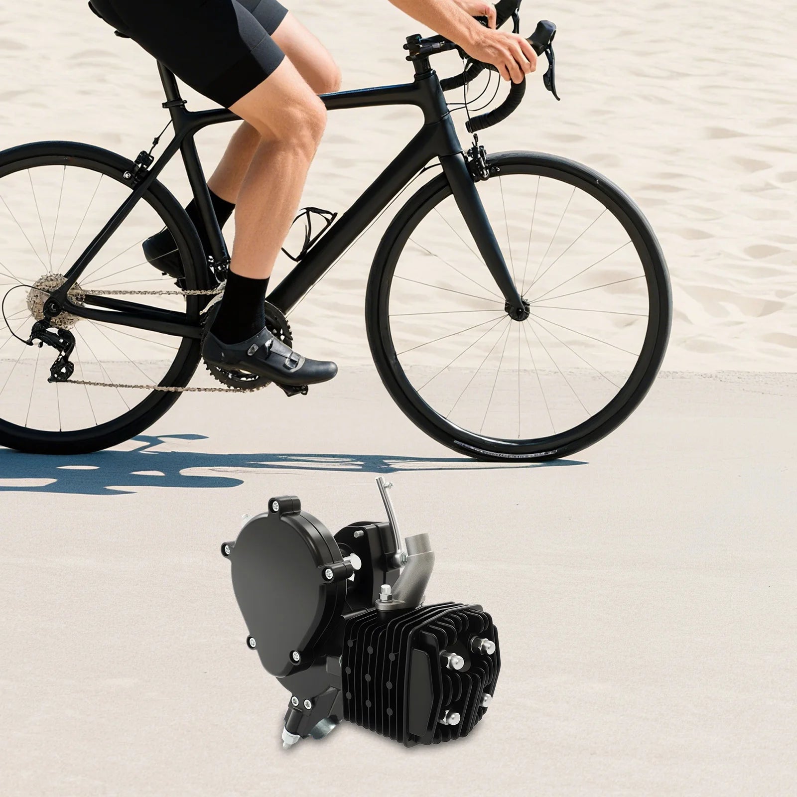 2 Stroke Engine Bicycle Motor Kit 80CC Black Single Cylinder 1.65HP 1.85kW 5500RPM Gas Powered Engine for Bike Motorized Conversion Powerful Fast Riding Save Time Effort Scooter Accessories