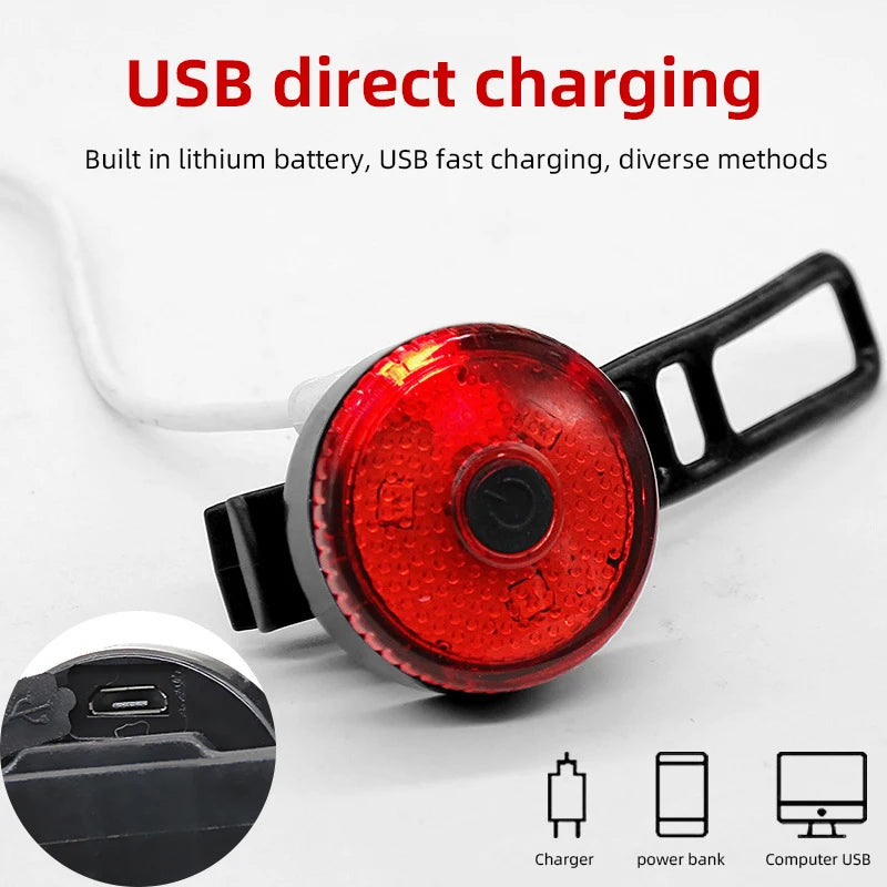 Bicycle Tail Lamp Headlight Waterproof LED Warning Light Mountain Bike Luminous Night Riding Rear Bike Lights Pet Safety Lights