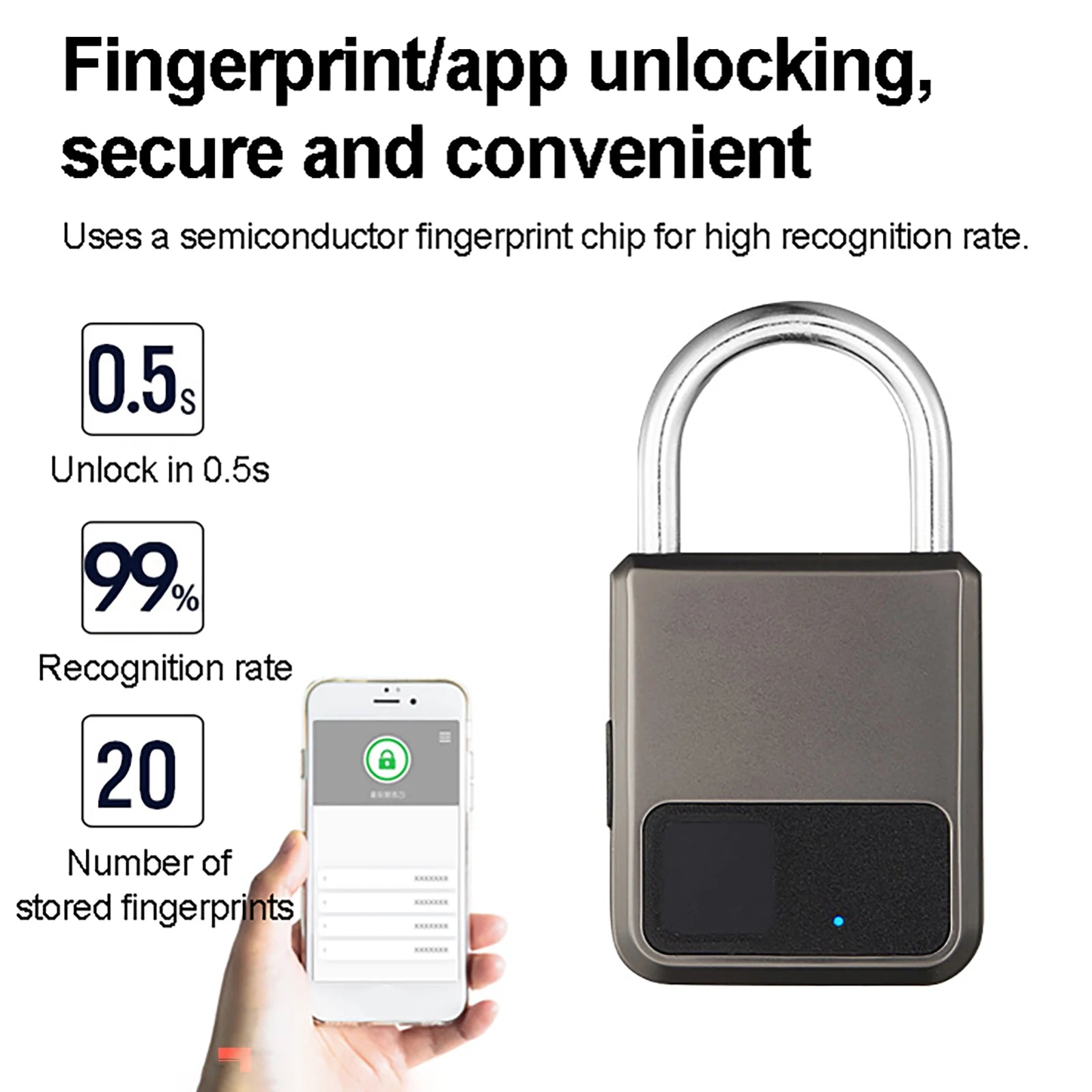 Tuya Smart Padlock 20 Number Fingerprints Locks Anti-Theft USB Charge Security Locker for Bike Gym Door Unlock Luggage Lockers