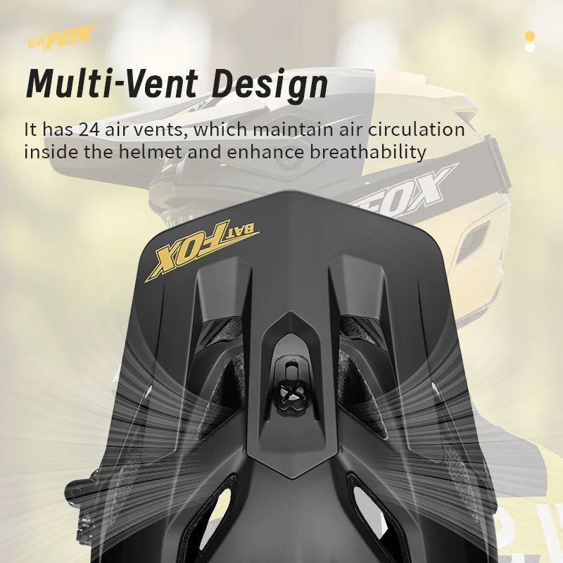 BATFOX Full-Face Enduro Helmet Downhill BMX Full Face Helmet Ultra-Light Airy Safety Certified for Man Women MTB Bike Helmet