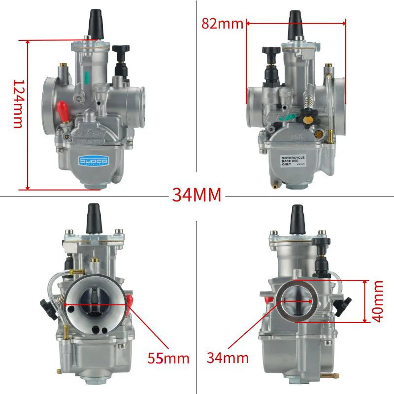 PWK 24-34mm Racing Carburetor with Power Jet for Scooter, ATV & Dirt Bike