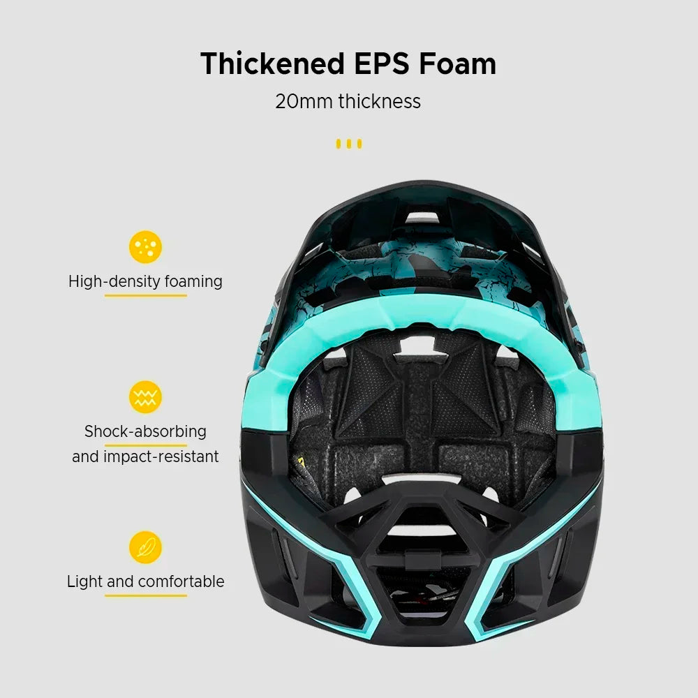Mountain Bike Safety Cycling Gear Full Face MTB Helmet for Downhill Racing Adults with 31 Vents & Adjustable Visor, Men/Women