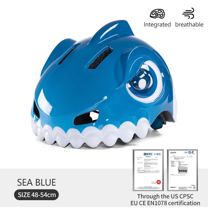 Horntour Kids Bicycle Helmet Child Sport Safety Shark Cycling Helmet Knee Elbow Pad Set Balance Bike Roller Skating Helmet Guard