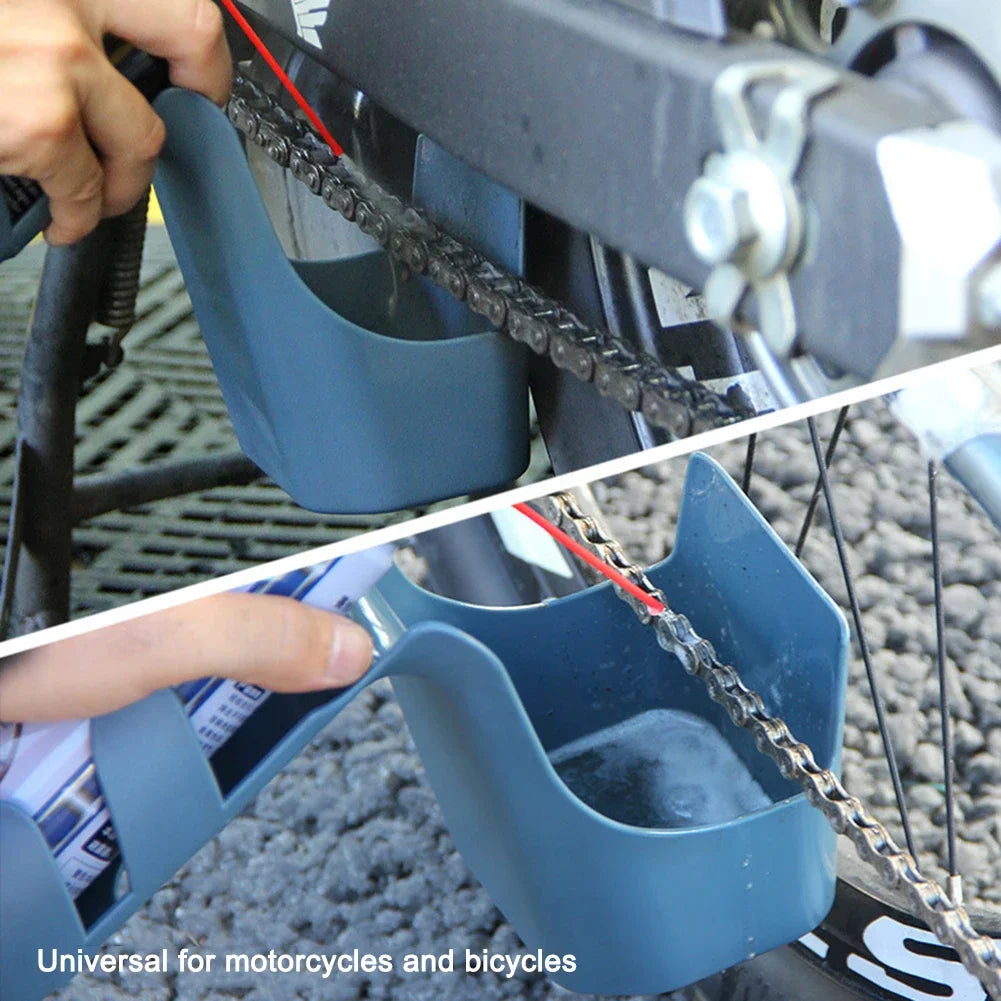 4-in-1 Motorcycle Chain Cleaning Kit Oil Storage Box Anti Spray Scrubber Lubrication Tool for Bike Chain Maintenance
