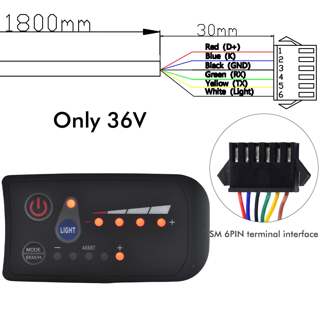 UART2 Electric Bicycle Display LCD LED Display 24V/36V/48V/60V/72V  E Scooter LCD Panel Color Screen for Electric Bike Kit Parts