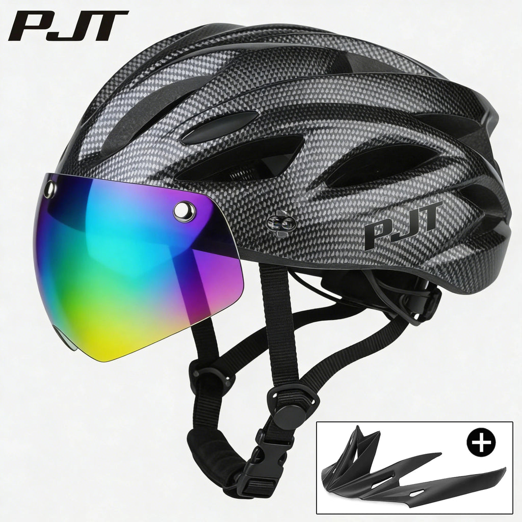 PJT Bicycle Helmet 4 In 1 With Magnetic Attraction Goggle Len /Sun Visor Safety Helmet Adult Bike Helmet Road MTB Cycling Helmet