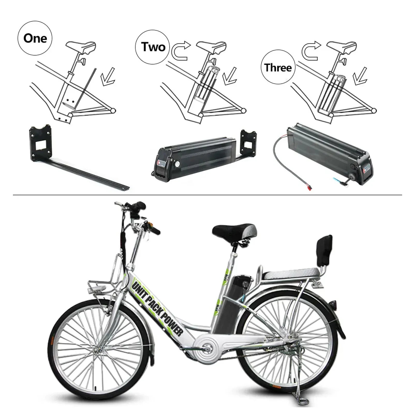 48v SilverFish Lithium ion ebike Battery Pack 20Ah 25ah 30Ah Replacement folding electric bike Akku for 500W 1000W Beach Cruiser