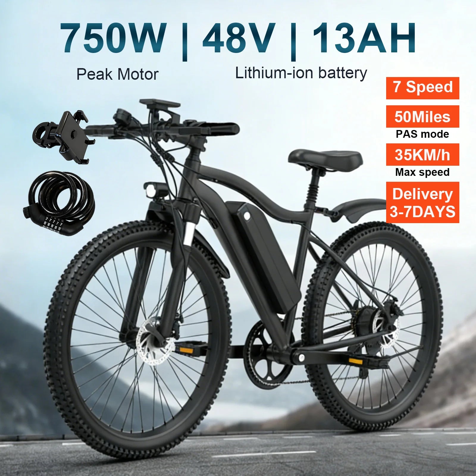 Toofly Electric Bicycle for Adult 26" Mountain ebike with 48V 13Ah Removable Battery 500W Motor