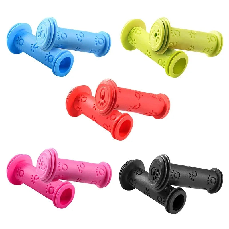 1 Pair Rubber Grip Handle Handlebar Grips Colorful Blue Red Anti-skid Child Children Kids Bike Bicycle Tricycle