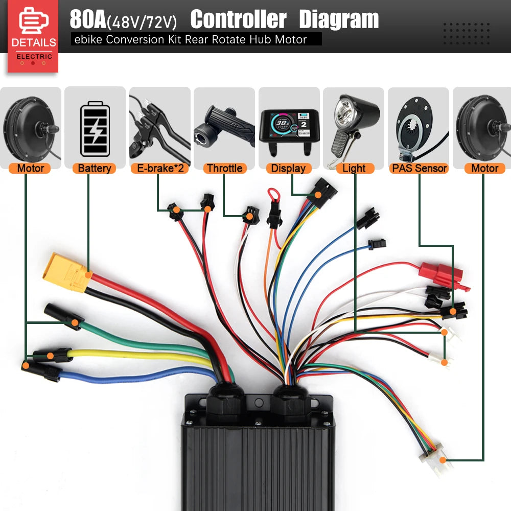 72V 3000W MTX39 E-Bike Conversion Kit – Brushless Gearless Rear Hub Motor 26-29" 700C Electric Bicycle