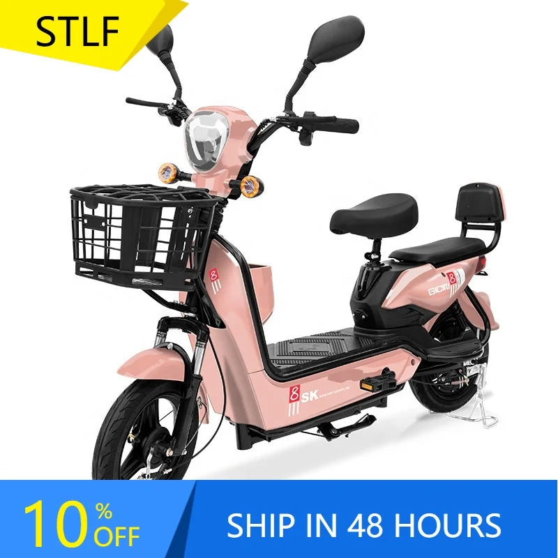 YTYIN 350W Electric City Bike Steel Frame Smart Electronic 48V Ebike Factory Outlet Two Seats Scooter 14-Inch Cheap Electric Bic