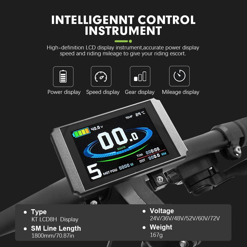 Electric Bike Sine Wave 36V/48V/52V 45A KT Controller with LCD Ddisplay For Ebike Conversion Kit Compatible1000W-2000W Motor