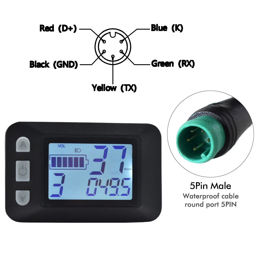 UART2 Electric Bicycle Display LCD LED Display 24V/36V/48V/60V/72V  E Scooter LCD Panel Color Screen for Electric Bike Kit Parts
