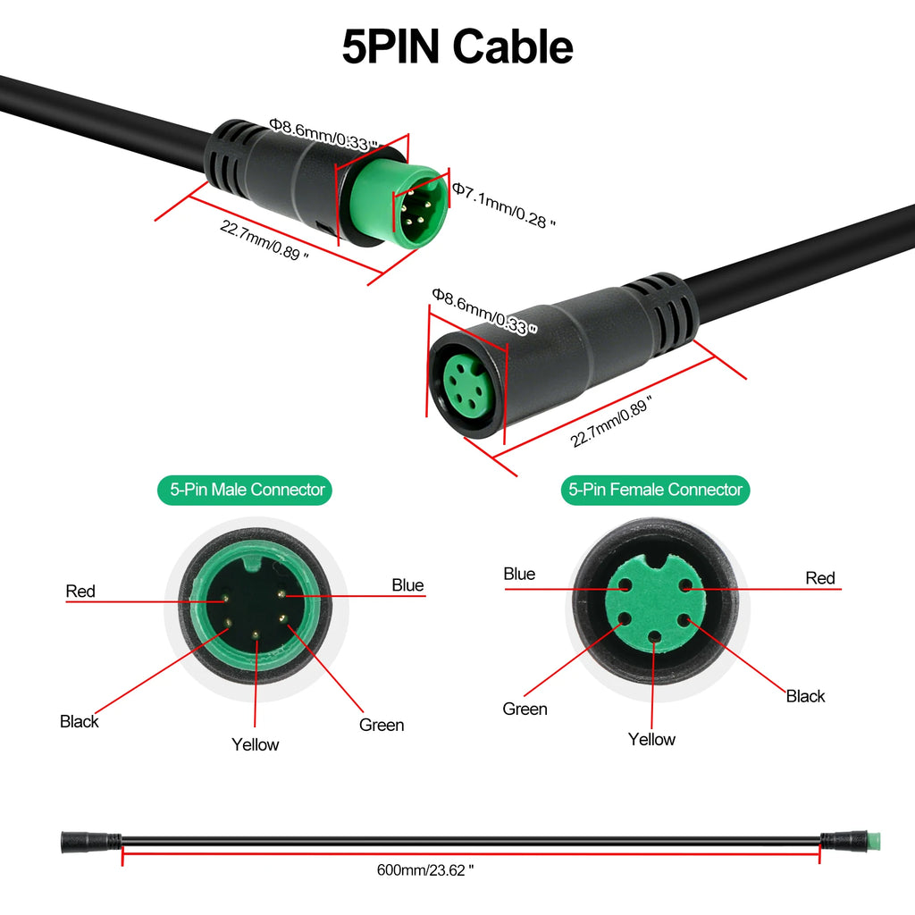 M7 2/3/5 Pin Plug Connector, Electric Bicycle Brake Signal Connector, E-Bike 2/3/5 Pin Cable, Extension Wire Accessories