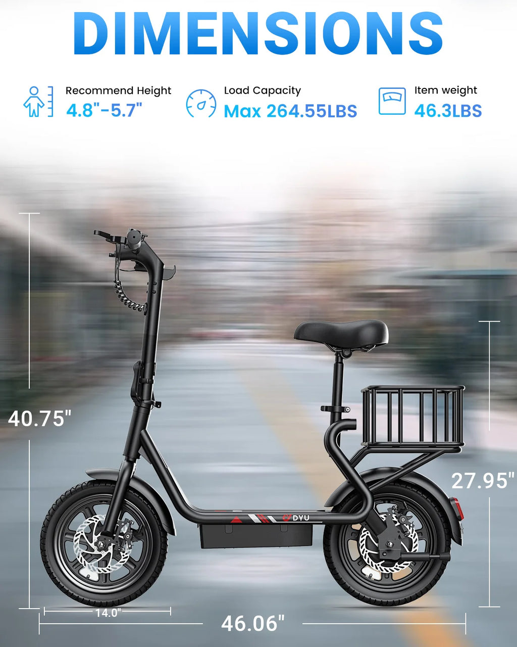 DYU C4 14 inch Folding Electric Scooter Mini E-Bike 500W Peak 20MPH 280Wh Battery Compact City Commuter E-Scooter Style UL2849