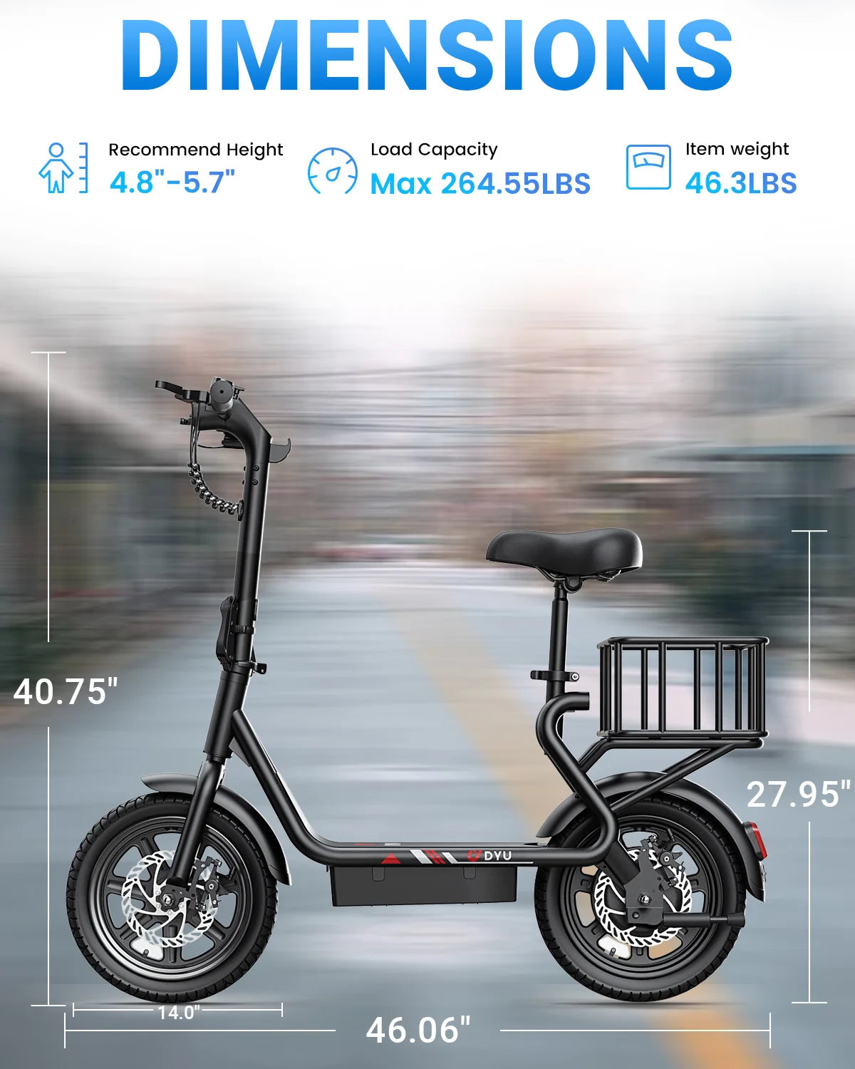 DYU C4 14 inch Folding Electric Scooter Mini E-Bike 500W Peak 20MPH 280Wh Battery Compact City Commuter E-Scooter Style UL2849