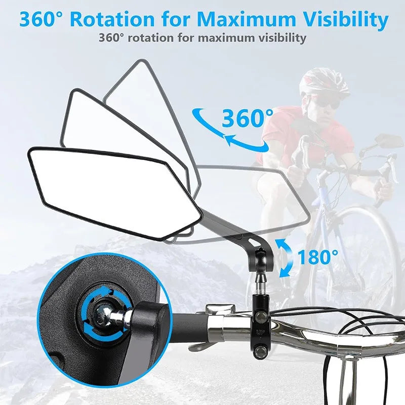 Bicycle Rear View Mirror Bike Cycling Clear Wide Range Back Sight Rearview Reflector Adjustable Handlebar Left Right Mirror