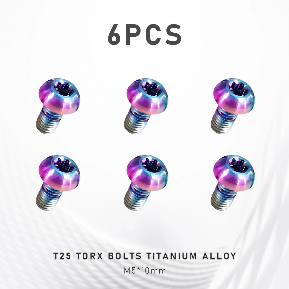 KRSEC12pcs Bicycle Disc Brake Rotor Torx Bolts T25 M5x10mm titanium alloy MTB Road Mountain Bike Fixing Screws Cycling Accessory