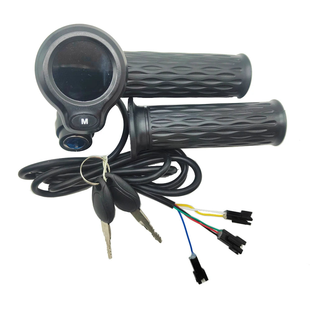 E-Bike E-Scooter Twist Throttle 24V 36V 48V 60V 72V With Speed LCD Display Switch Handlebar Grips for Electric Bicycle Scooter