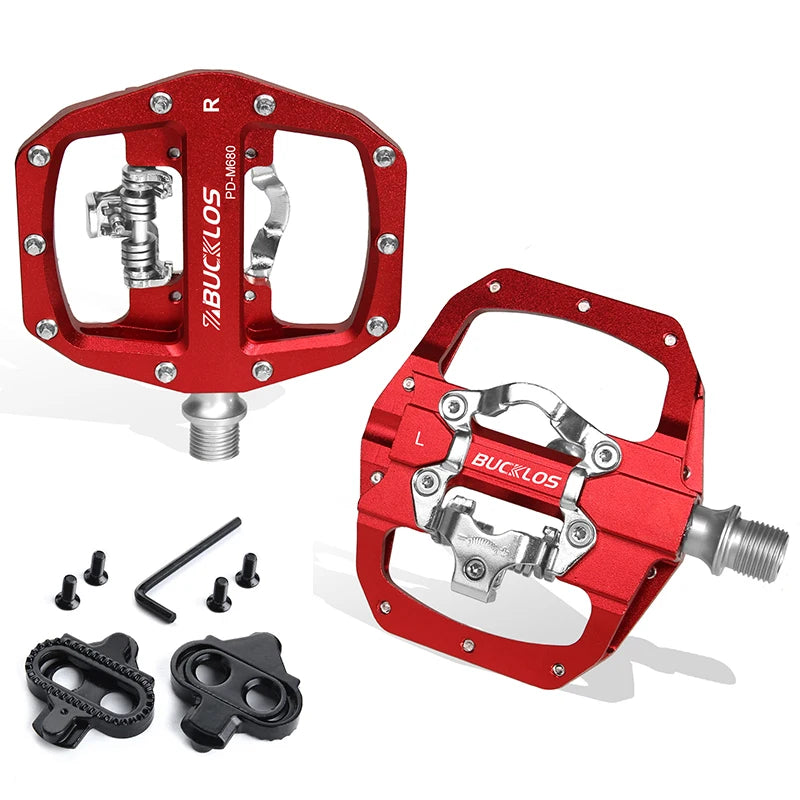 BUCKLOS Mtb Pedals for Bicycle Dual Function Mountain Bike Pedal Platform Clip Flat Pedals for SPD System MTB Bicycle Bike Part