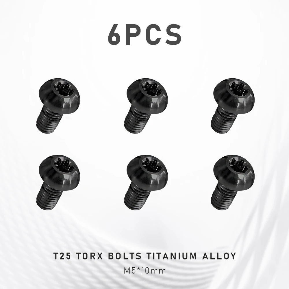 KRSEC12pcs Bicycle Disc Brake Rotor Torx Bolts T25 M5x10mm titanium alloy MTB Road Mountain Bike Fixing Screws Cycling Accessory