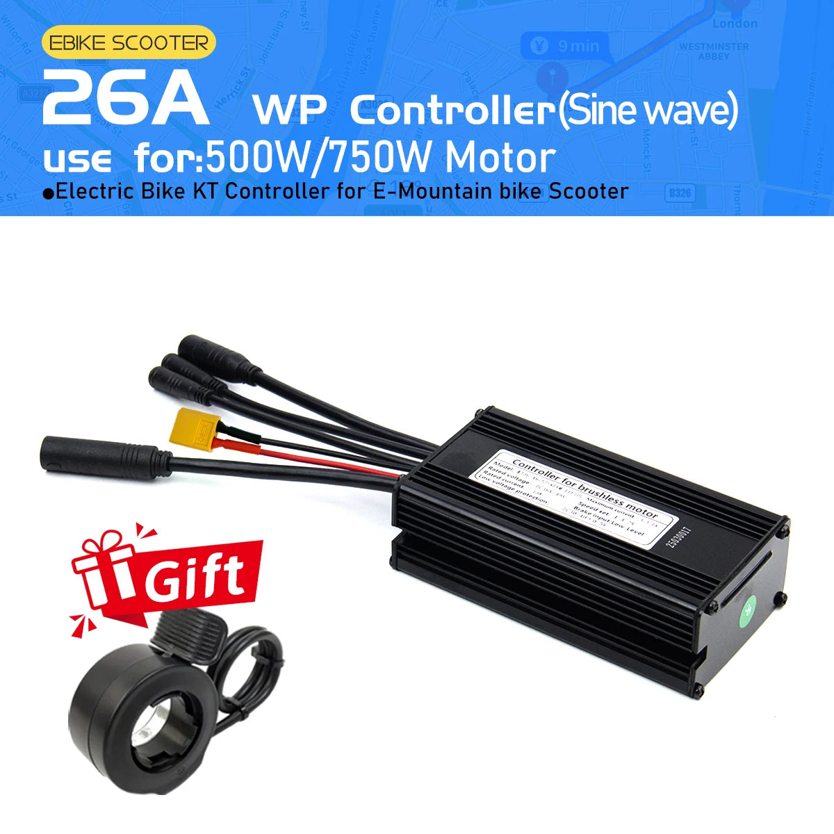 Electric Bike KT Controller 36V 48V14A26A30A35A Waterproof Brushless Motor 250W- 1500W 1T5 3pin E-brake for E-bike Scooter Parts