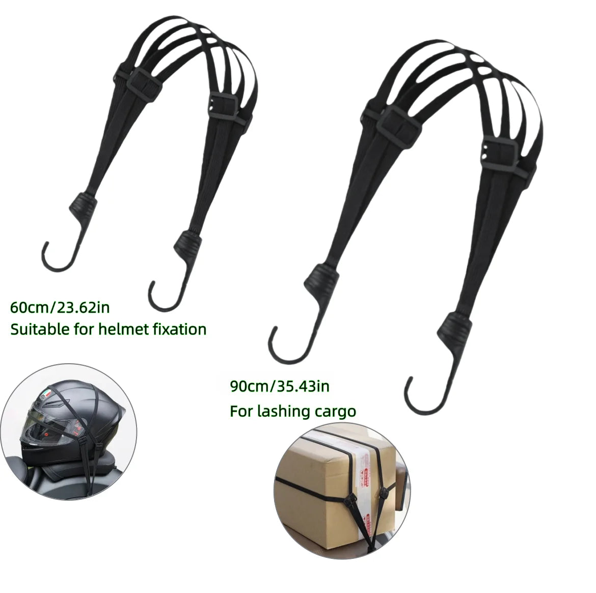 Motorcycle Helmet & Luggage Fixing Strap – High-Elasticity Adjustable Elastic Cord (60cm/90cm) for E-Bike & Bike