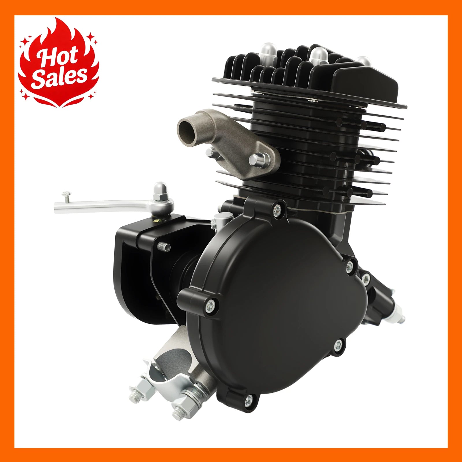 2 Stroke Engine Bicycle Motor Kit 80CC Black Single Cylinder 1.65HP 1.85kW 5500RPM Gas Powered Engine for Bike Motorized Conversion Powerful Fast Riding Save Time Effort Scooter Accessories