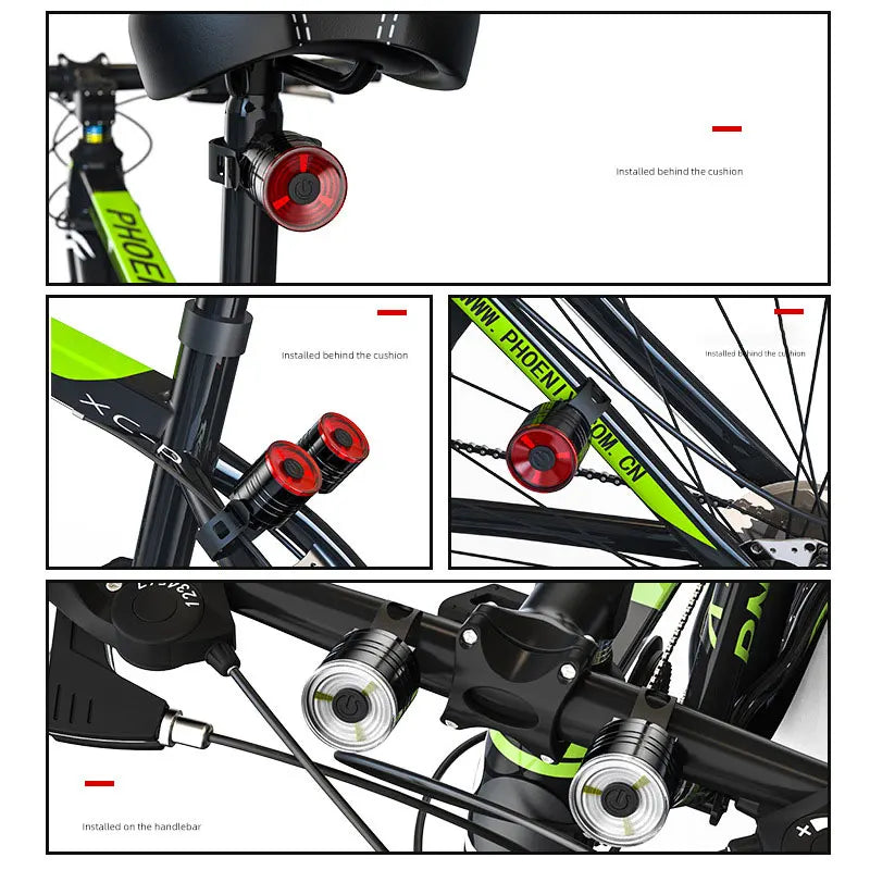 Waterproof Cycling Light Portable Road Bicycle Warning Taillight Aluminum Alloy Bright Headlight Bike Accessories
